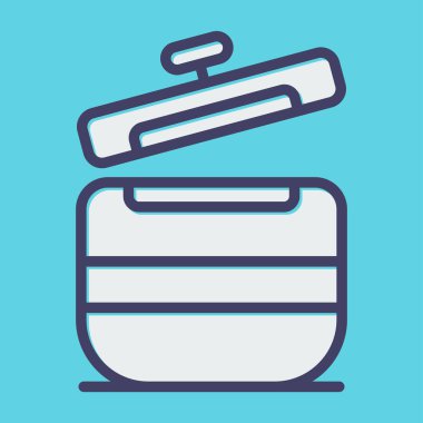 Mavi renkli boya kutusu ikonu mavi arkaplanda izole edilmiş. vektör illüstrasyonu