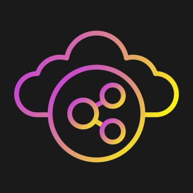 Kara arkaplanda izole edilmiş bulutlu hava vektörü simgesi, gökkuşağı