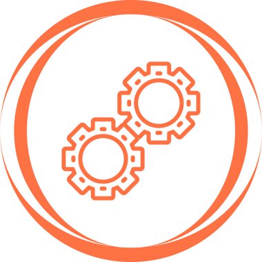 dişli vektör simgesi. resim biçimi bir daire rengi, turuncu renk, beyaz arkaplan içinde düz simge sembolüdür.