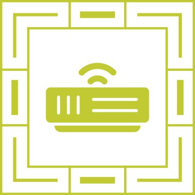 Bilgisayar vektör simgesi. biçim düz sembol, yuvarlak açılar, sarı renk, beyaz arkaplan