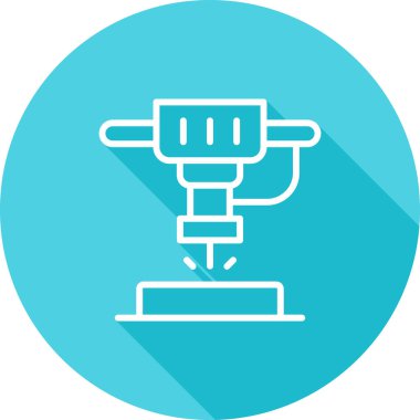 Mavi çizgili elektrikli testere makinesi simgesi beyaz arkaplanda izole edildi. vektör illüstrasyonu