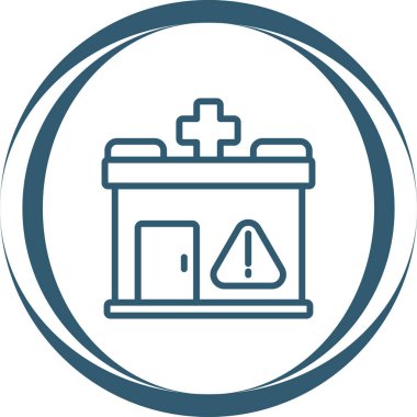 Tıbbi çanta vektör ikonu. biçim düz daire içine alınmış sembol, kobalt rengi, yuvarlak açılar, beyaz arkaplan