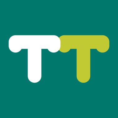 Yeşil arkaplanda t harfinin vektör simgesi