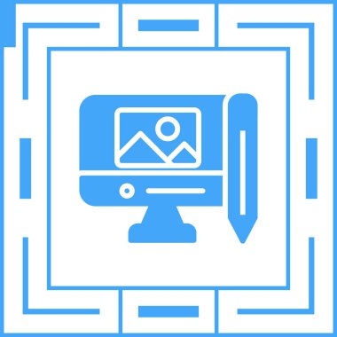 Bilgisayar monitörü. Web simgesi basit illüstrasyon