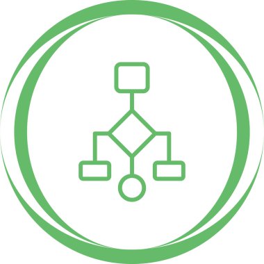 bağlantı diyagramı vektör simgesi. biçim düz sembol, eko yeşil renk, yuvarlak açılar, beyaz arkaplan