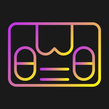 Renkli sinema koltuğu simgesi siyah arkaplanda izole edilmiş. Değişken rastgele dinamik şekiller. vektör.