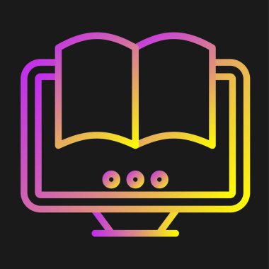 Yeşil arkaplanda siyah çizgi açık kitap simgesi izole edildi. Rastgele dinamik şekiller. vektör.