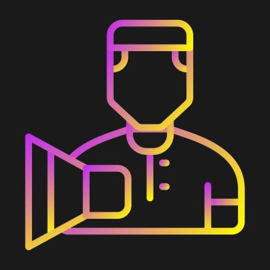 Siyah arka planda sakal simgesi olan çizgi erkek avatarı. Erkek avatar. Erkek profil ikonu. Renkli taslak konsepti. vektör.