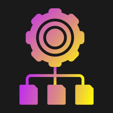 Siyah arkaplanda izole edilmiş veri merkezi simgesi olan ana hatlı sunucu. vektör.