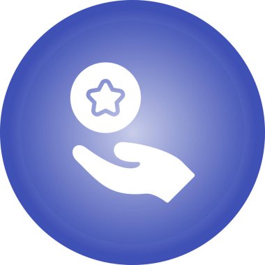 Beyaz arkaplanda el simgesi olan mavi yıldız. vektör, resimleme