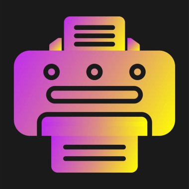 Renkli robot simgesi siyah arkaplanda izole edildi. Rastgele dinamik şekiller. vektör.