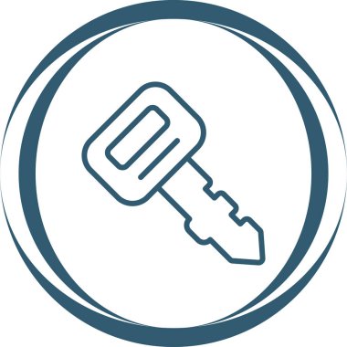 anahtar simge vektörü. Tarz düz bir renkte taslak simgedir. mavi arka plan. vektör illüstrasyonu.