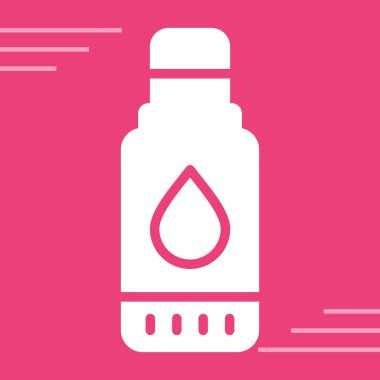 Uzun gölgeli, sıvı ikonlu beyaz bir sabun şişesi. vektör illüstrasyonu