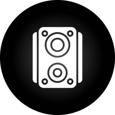 Siyah çemberdeki hoparlör simgesi beyaz arkaplanda izole.