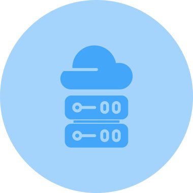 Düz biçimli bulut veri sunucusu simgesi