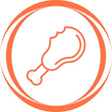 Tavuk budu ikonu. Vektör biçimi yuvarlak açılı, turuncu renk ve beyaz arkaplan içeren düz ikonik semboldür.