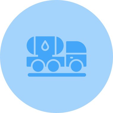 Petrol varili ikonu. Vektör biçimi mavi ve gri renkler, düz yuvarlak kare düğme, beyaz arkaplan.