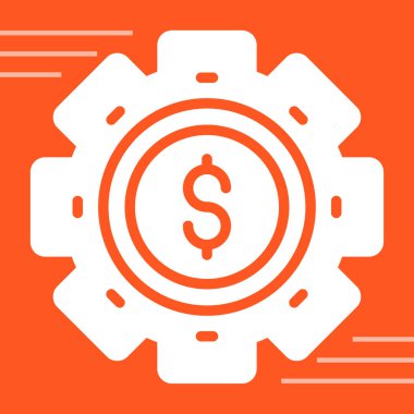 Para vitesi vektör simgesi. biçim düz sembol, turuncu renk, yuvarlak açılar, beyaz arkaplan