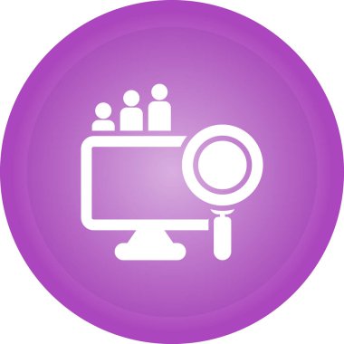 Büyüteç simgesi olan monitör. Beyaz arkaplanda izole edilmiş büyüteç vektör ikonu web tasarımı ile basit bir illüstrasyon