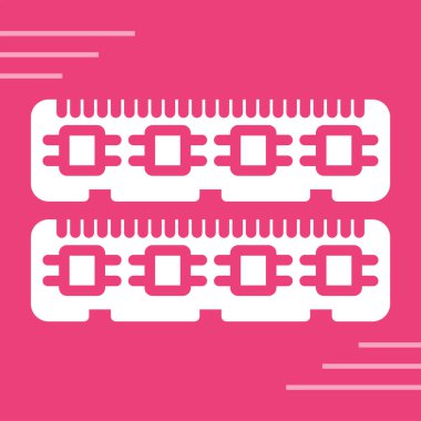 Beyaz çizgi, sargı bezi alçı ikonu ile izole edilmiş, uzun gölgeli. Tıbbi alçı, alçı bandaj, esnek kumaş bandajı. kırmızı daire düğmesi.