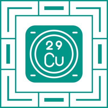 Bakır kimyasal element simgesi, basit satır biçimi