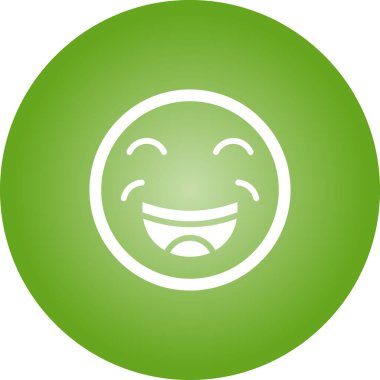 Beyaz arkaplan vektör illüstrasyonunda izole edilmiş yeşil çemberdeki gülen emoji simgesi