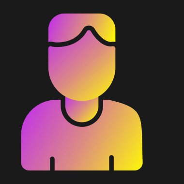 Siyah arkaplanda siyah ve çizgi renkli insan kafası simgesi var. İnsan Kaynakları. profil görünümü. vektör illüstrasyonu