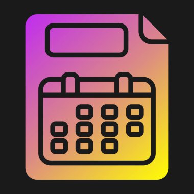 Siyah arkaplanda izole edilmiş renk hesap makinesi simgesi. Muhasebe sembolü. iş hesaplamaları matematik eğitimi ve finans. Değişken rastgele dinamik şekiller. vektör.