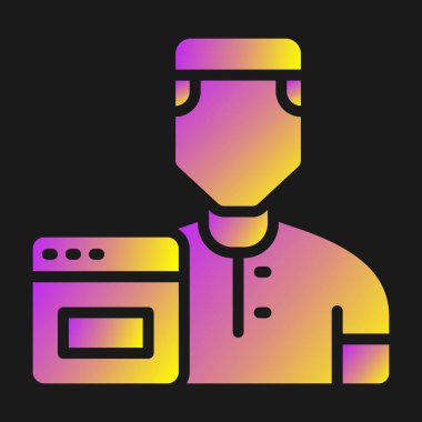 Esrar pişiren şef renk ikonu çizimi