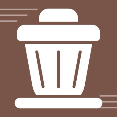 Çöp kutusu simgesi. Vektör biçimi düz simge, yuvarlak açılar, kahverengi renk.