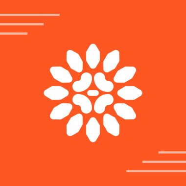 Turuncu arkaplanda soyut çiçek simgesi