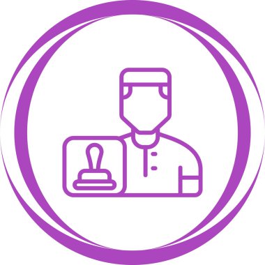 Doktor vektör ikonu. biçim düz yuvarlak sembol, mor renk, yuvarlak açılar, beyaz arkaplan.