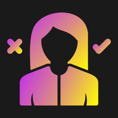 Gökkuşağı gradyan simgesi olan kısa elbiseli kadın.