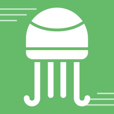 Yeşil çizgili denizanası ikonu yeşil arka planda izole edilmiş. vektör