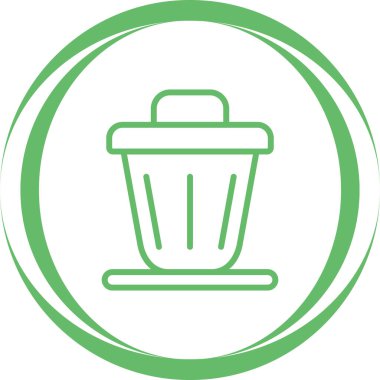 Çöp kutusu vektör simgesi. biçim düz yuvarlak sembol, eko yeşil renk, yuvarlak açılar, beyaz arkaplan.