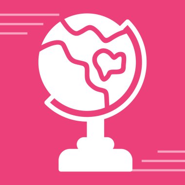 Beyaz Dünya Günü ikonu uzun gölge arkaplanlı izole edilmiş. Dünya ya da dünya küresi. Dünya haritası simgesi. Kırmızı daire düğmesi. vektör.