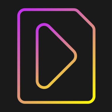 Oyun işareti çizimi, vektör. Siyah arkaplanda neon gradyan simgesi. Menekşe - Cyan simgesi.