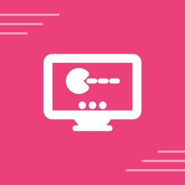 Yeşil arkaplanda soru işareti simgesi olan pembe bilgisayar monitörü. İnternet alışveriş sembolü. İnternet bağlantısı, faq, hata, sorular. arıza