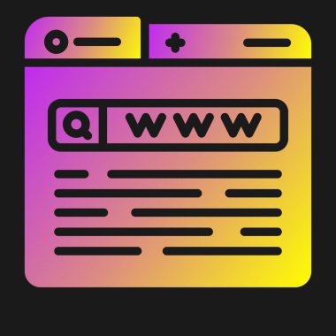 Siyah arkaplanda izole edilmiş tarayıcı simgesine sahip beyaz çizgi tarayıcısı. İnternet tarayıcı programlama kavramı. vektör illüstrasyonu