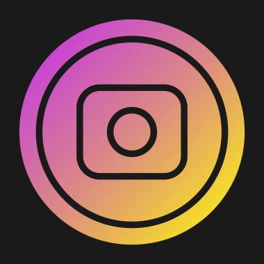 Yuvarlak düğme simgesinin koyu arkaplan üzerinde yuvarlak şekilli renkli vektör çizimi