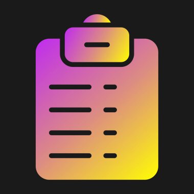 Siyah arkaplanda işaretleme simgesine sahip renkli kağıt belge. Çek işareti. İş sembolü. Değişken renk dinamik düğmesi. vektör illüstrasyonu