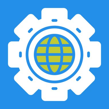 küresel ağ vektör simgesi. biçim düz sembol, kobalt rengi, yuvarlak açılar, beyaz arkaplan