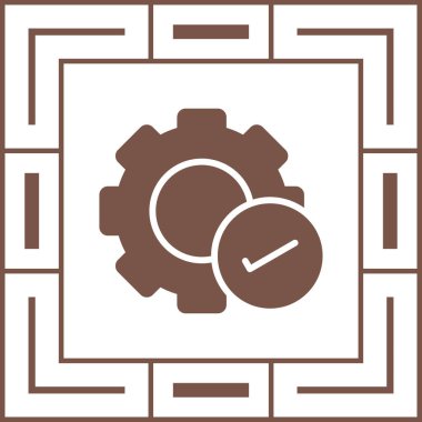 Vites vektör simgesi. biçim düz sembol, yuvarlak kahverengi renk, beyaz arkaplan, kahverengi renk.