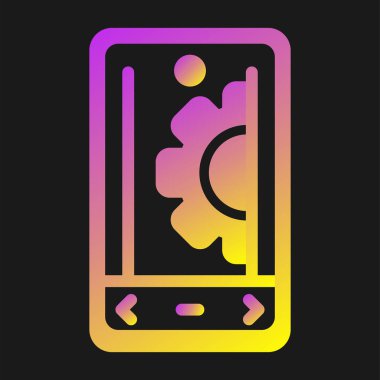 Beyaz arka planda izole edilmiş akıllı telefon ikonu olan parlak neon hattı cep telefonu. vektör