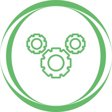 dişli vektör simgesi. biçim düz grafik simgesi, eko yeşil renk, beyaz arkaplan.