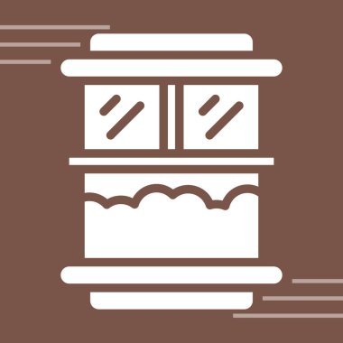 kek, çikolata ve karamel, vektör illüstrasyonu, doğrusal katı simge