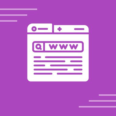 Uzun gölgeli beyaz tarayıcı pencere simgesi. İnternet arama konsepti. İnternet tarayıcı simgesi. vektör illüstrasyonu