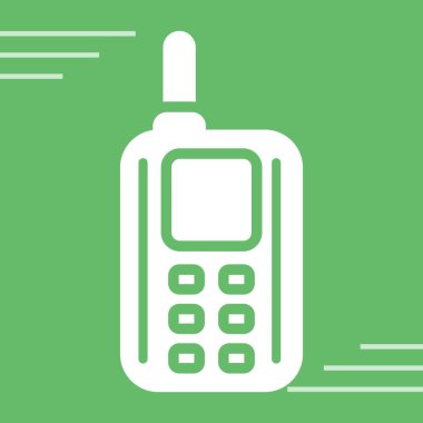 Yeşil cep telefonu simgesi yeşil arkaplanda izole edildi. Akıllı telefon sembolü. düz dizayn. vektör illüstrasyonu