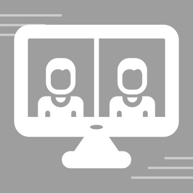 bilgisayar video konferansı simgesi, vektör illüstrasyonu