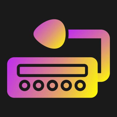 renk müzik sentezleyici simgesi siyah arkaplanda izole edildi. Elektronik piyano. Değişken rastgele dinamik şekiller. vektör